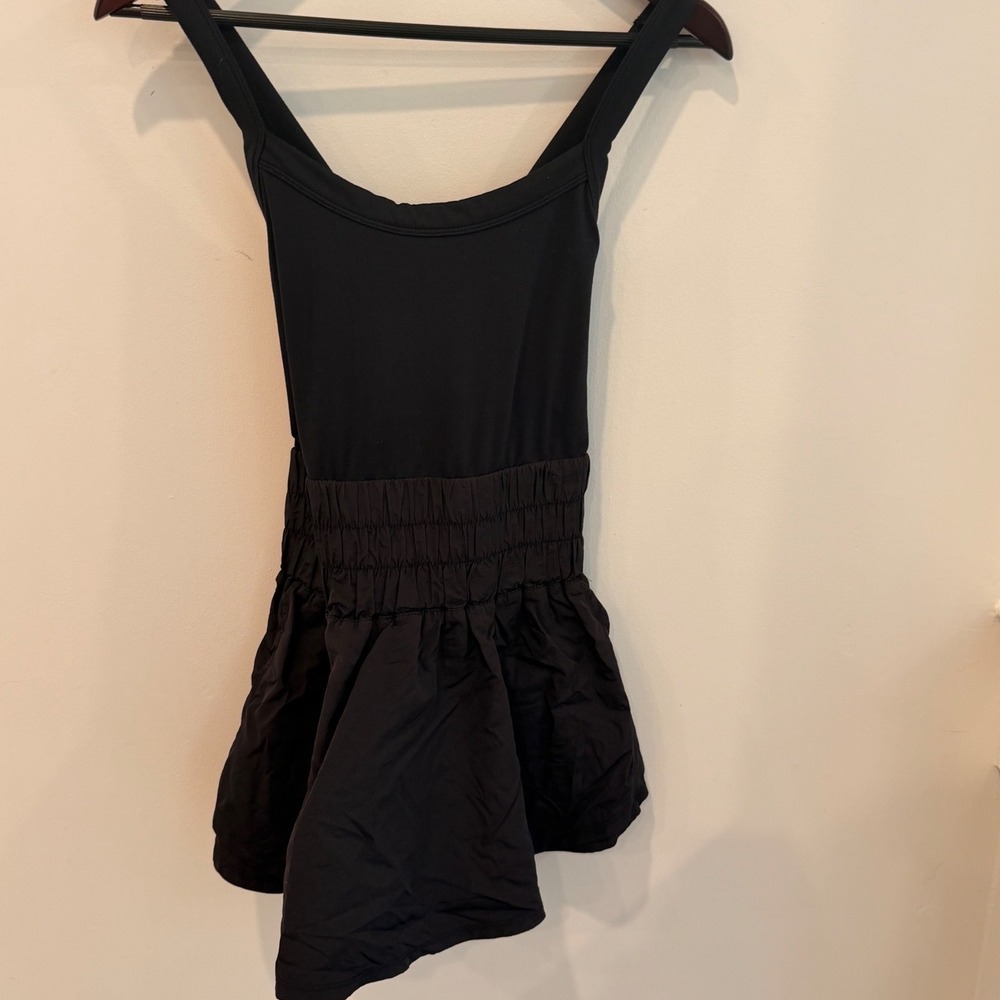 Free People FP Movement Hot Shot Mini Dress Black Smocked Activewear Womens M - Picture 3 of 11
